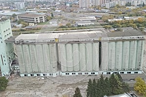 Old elevator, destruction of the old grain terminal, the demolit