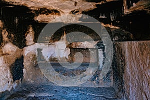 Old empty abandoned ancient lycian entombment interior photo