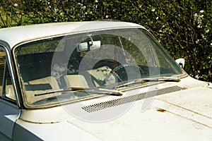 Old empty automobile in weeds