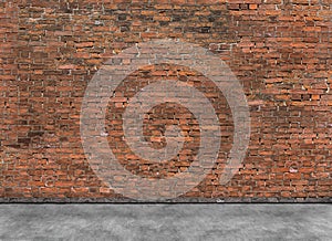 Old empty brick wall with foreground