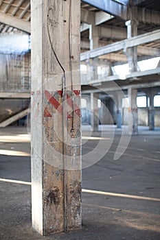 old empty factory interior with windows