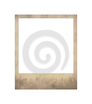 Old empty instant photo frame isolated on white