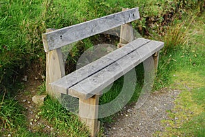 Old empty wooden seat in countryside