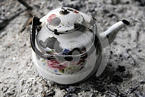 Old enamel teapot