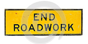 Old end roadwork traffic sign photo