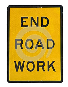 Old end roadwork traffic sign photo