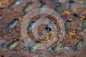 Old engine car part. Rusty iron surface. The rust on steel Texture.