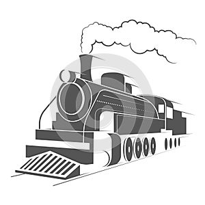 Old engine monochrome illustration.