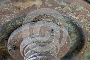 Old engine motor of water pump.