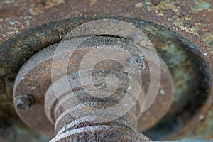 Old engine motor of water pump.