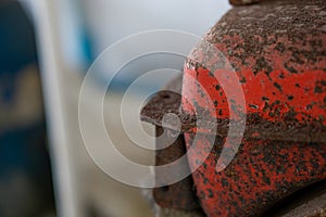 Old engine motor of water pump.