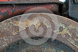 Old engine motor of water pump.