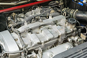 Old engine without spark plug and Ignition coil, Car maintenance service