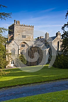 Old english abbey building