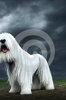 Old English Sheepdog Animal. AI Generated.