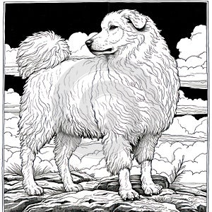 Old English Sheepdog dog drawing Coloring book page