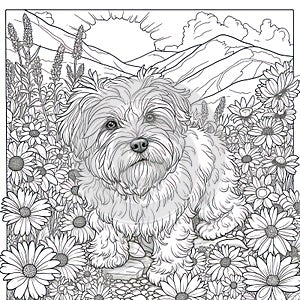 Old English Sheepdog dog drawing Coloring book page