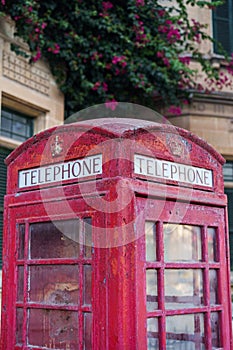 Old English telephone booth