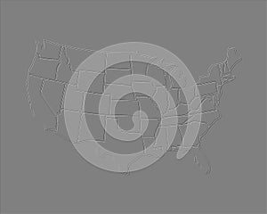 Old engraving map of the United States of America. Abstract engraving an gray background