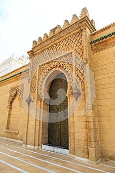 Old entrance door at the Royal palace in Morocco Fes