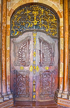 An old entrance door in Salzburg, Austria.