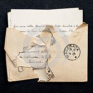 Old envelope and letter