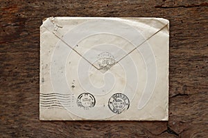 Old Envelope on a original 1800s wooden background