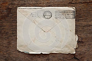 Old Envelope on a original 1800s wooden background