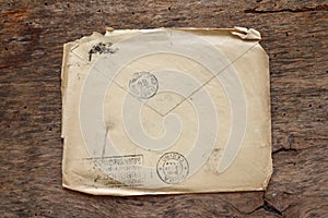 Old Envelope on a original 1800s wooden background