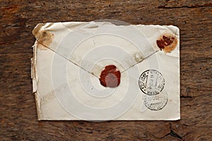 Old Envelope on a original 1800s wooden background