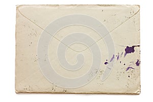 The old envelope soiled by ink
