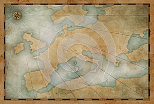 Old Europe map nautical theme background