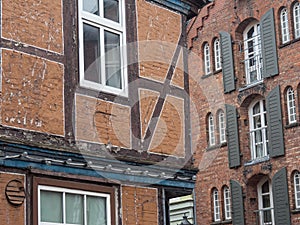 Old European brick buildings in Stade, Germany.