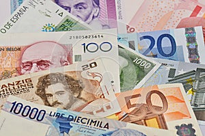 Old european currencies photo