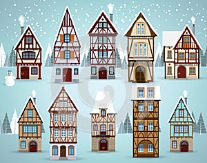 Old european houses Winter