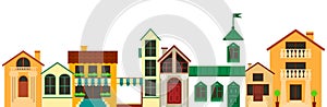 Old european town landscape. Vector colorful houses illustration