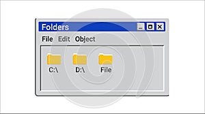 Old explorer window with folder in blue color.