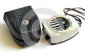 Old exposure meter and leather case
