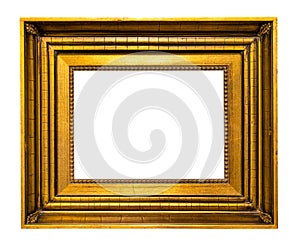 Old extra wide golden wooden picture frame cutout