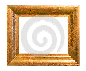 Old extra wide plain golden wooden picture frame