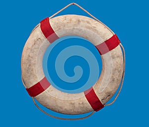 Old fabric lifebuoy hanging