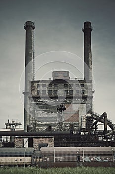 Old Factory Ironworks and Chimneys