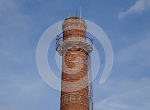 Old Factory Red Brick Pipe Tube Tower Building