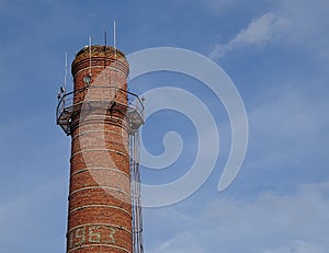 Old Factory Red Brick Pipe Tube Tower Building