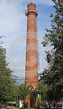 Old Factory Red Brick Pipe Tube Tower Building