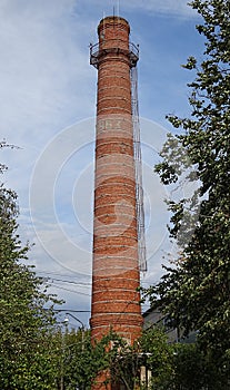 Old Factory Red Brick Pipe Tube Tower Building