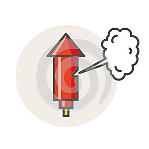 Old factory steam whistle. Vector red horn icon. Flat style design. photo