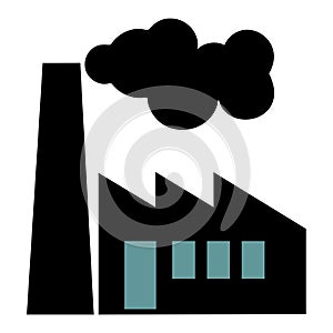 Old factory vector silhouette on white background