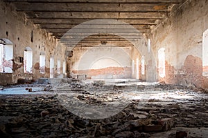 Old factory wall and decayed walls, abandoned, background