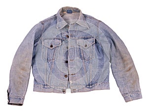 Old Faded Denim Blue Jean Levi Jacket Isolated